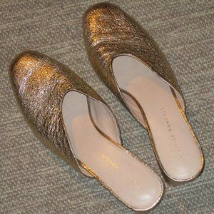 Loeffler Randall Gold Leather Lulu Mules Size 7.5